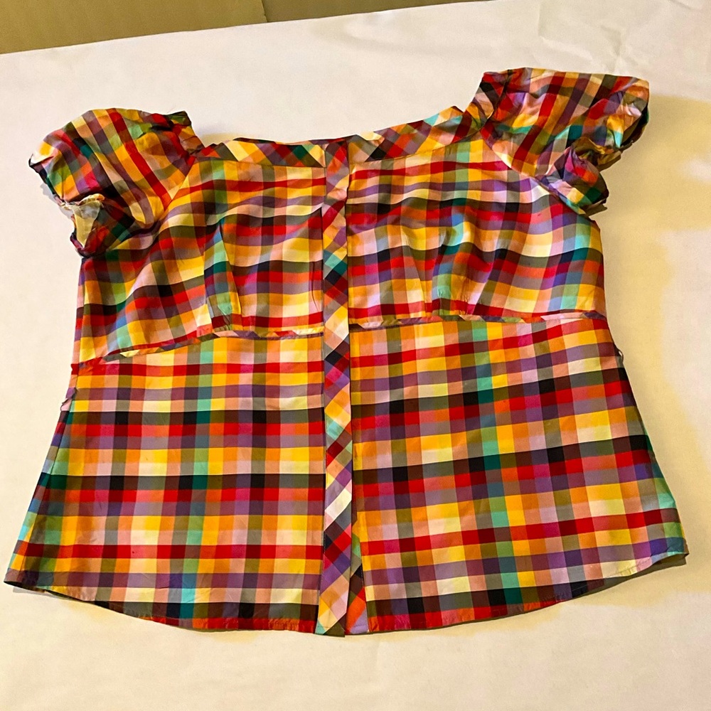 Lafayette 148 multicolor women top size 16 length 21 inches, 100% silk.